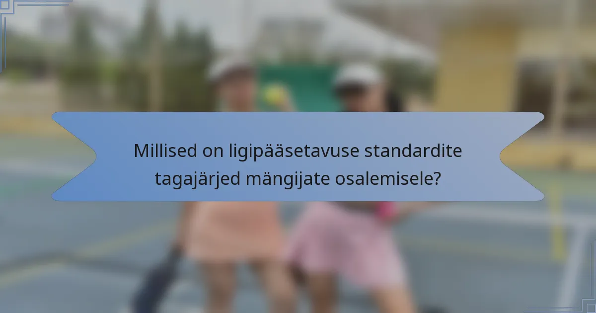 Millised on ligipääsetavuse standardite tagajärjed mängijate osalemisele?